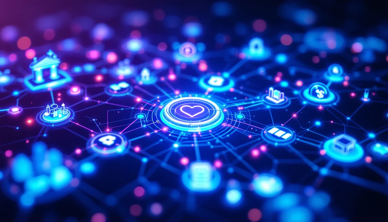 Digital network connecting industries served by Microsoft Fabric data warehouse solutions