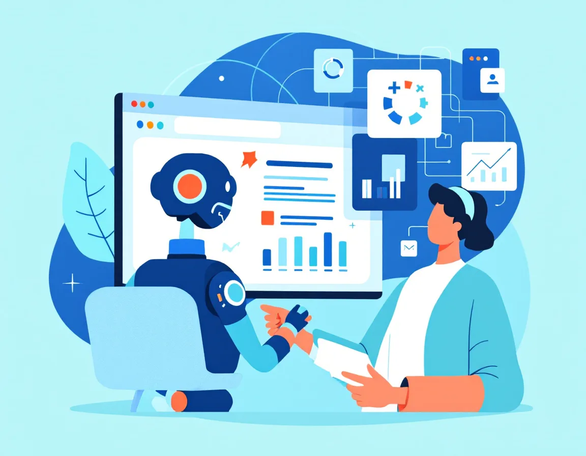 Copilot and agentic AI assistance illustration for Dynamics 365 CRM