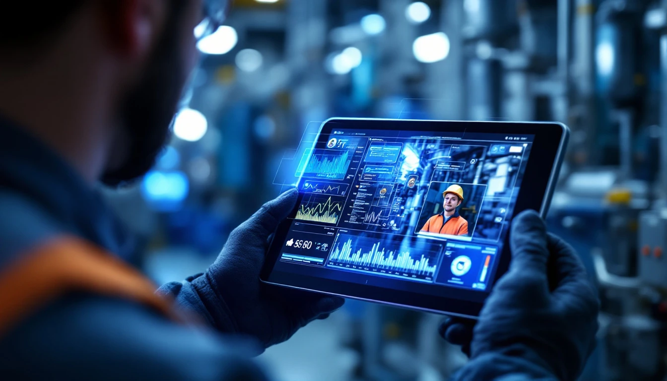 Technician using IoT-connected diagnostics and mixed-reality remote assist in Dynamics 365 Field Service