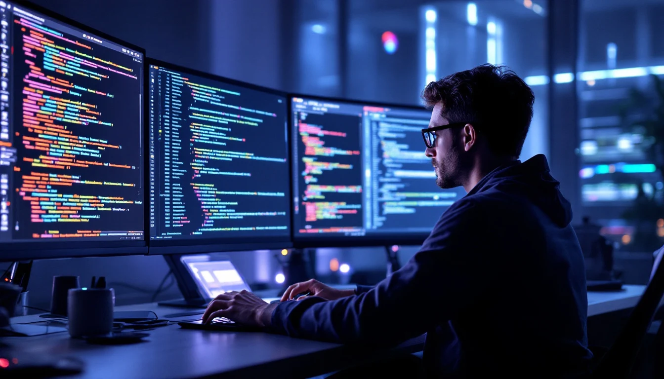 Data engineer writing PySpark transformation code in a Microsoft Fabric notebook