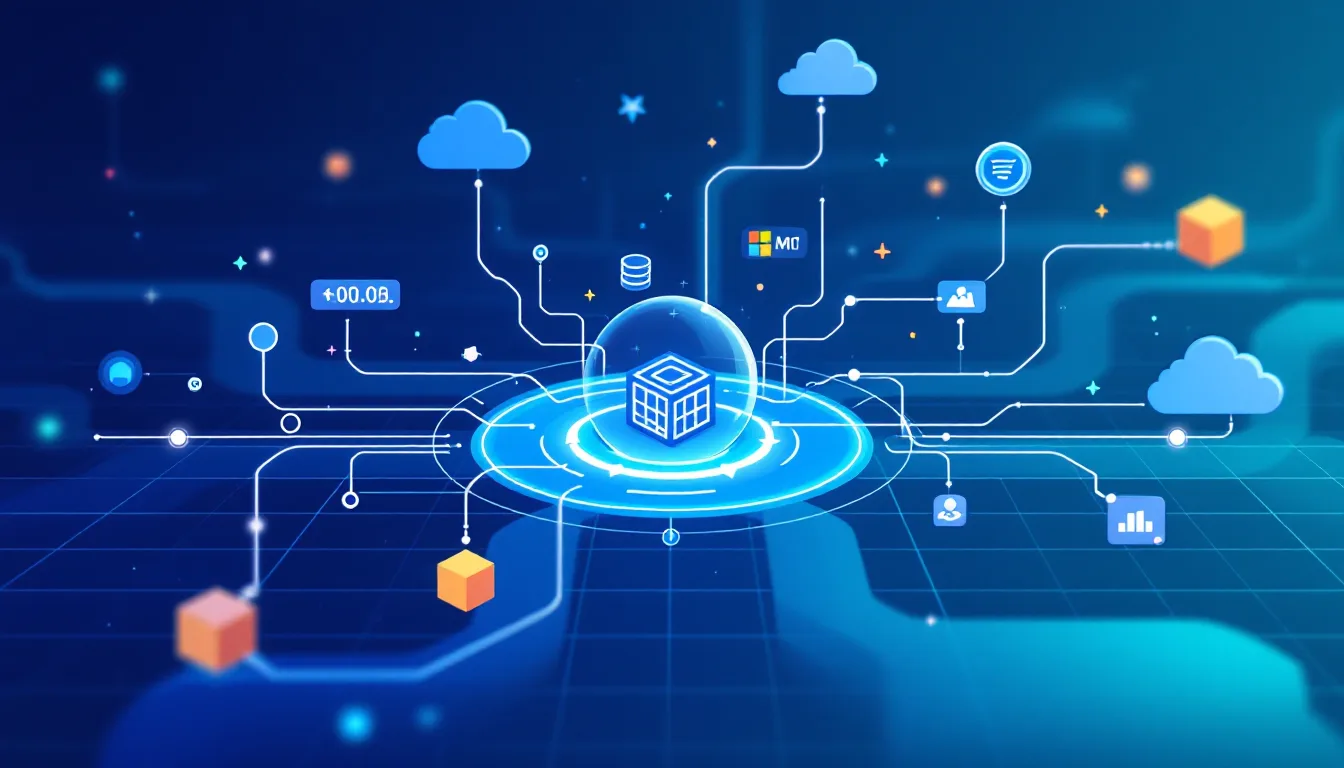 Illustration of multiple data sources unifying into a single data lake, representing Microsoft Fabric's OneLake architecture
