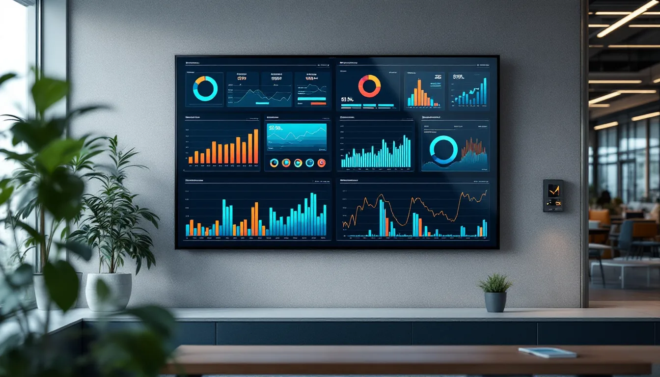 Live business intelligence dashboard displaying real-time KPI charts and streaming data visualizations