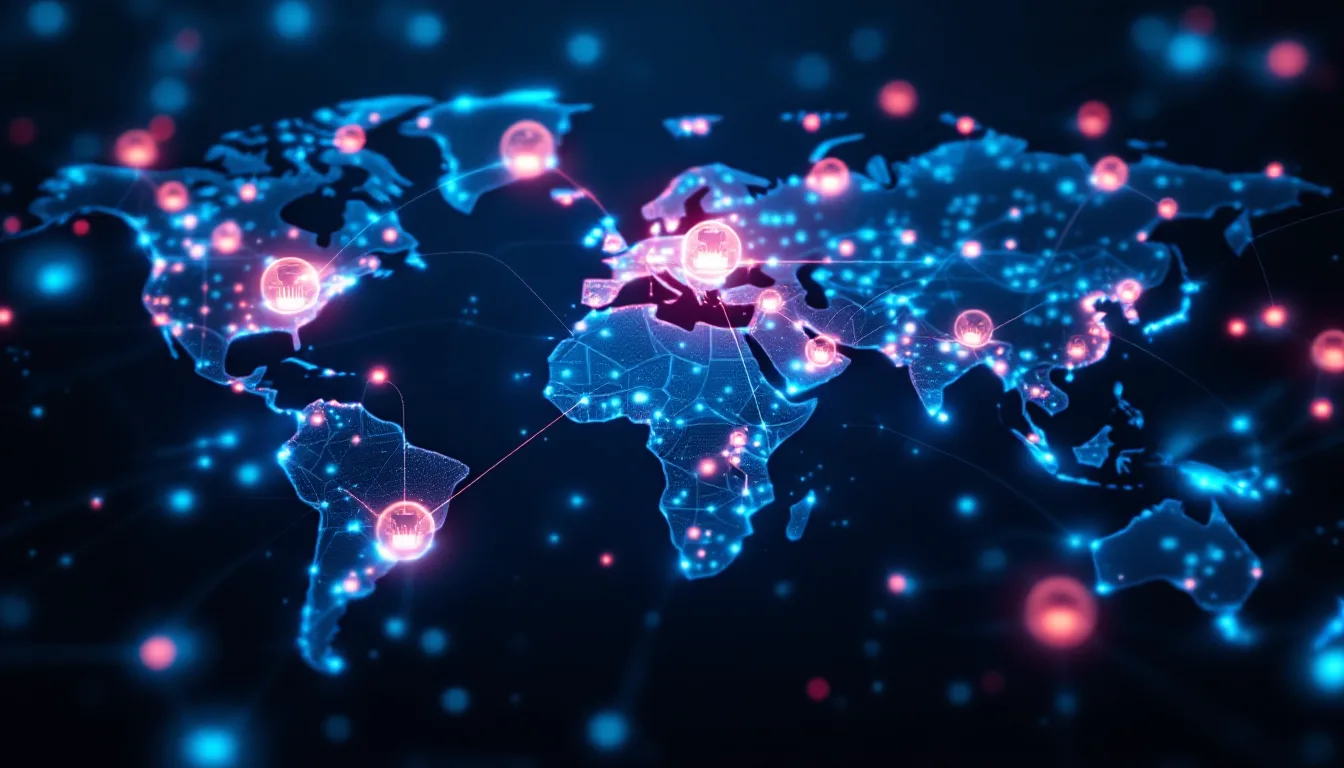 Digital network connecting industries served by Microsoft Power Automate solutions