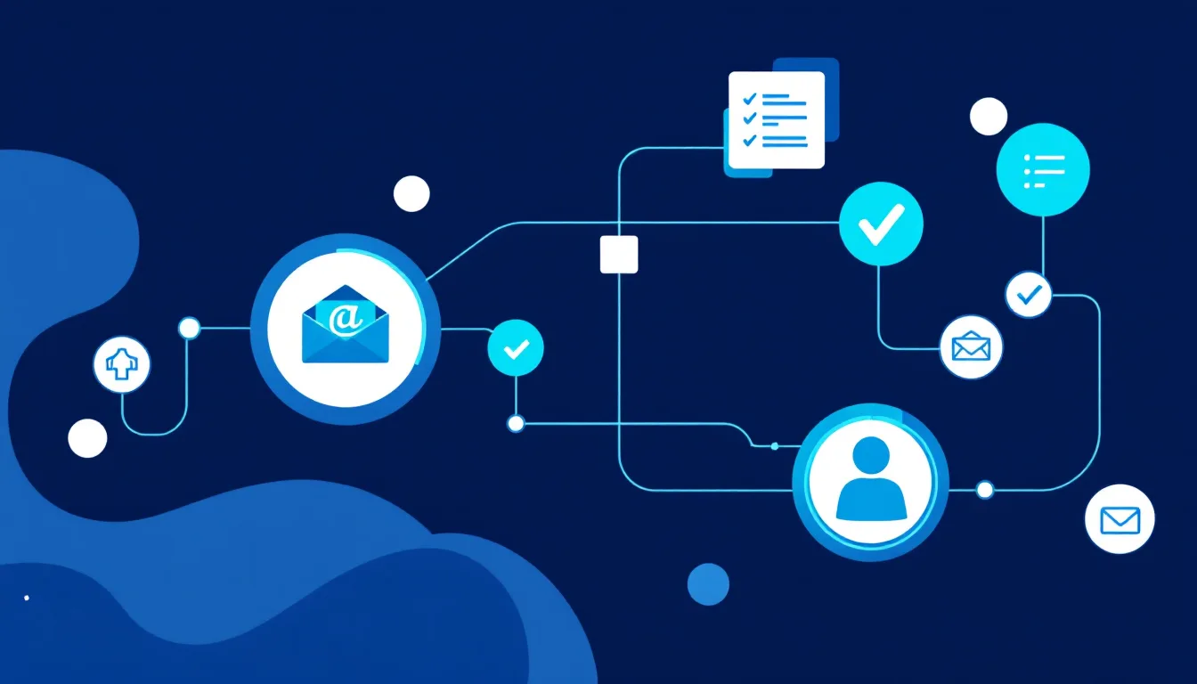 Abstract illustration of connected workflow automation nodes representing Power Automate use cases