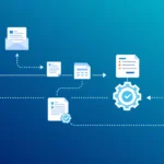 Illustration of a business process moving from manual handling to automated workflow on Power Platform