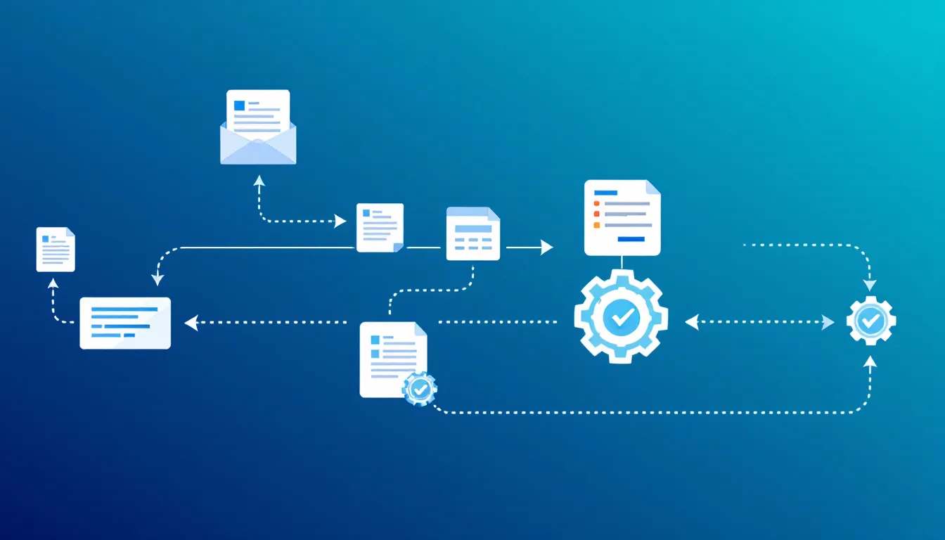 Illustration of a business process moving from manual handling to automated workflow on Power Platform