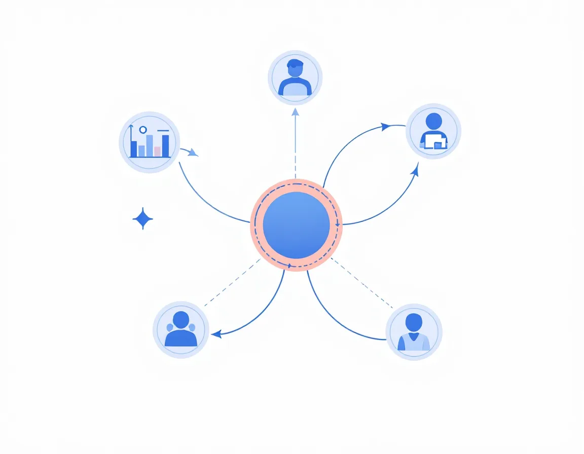 Diagram showing five connected low-code capabilities linked through a shared data layer