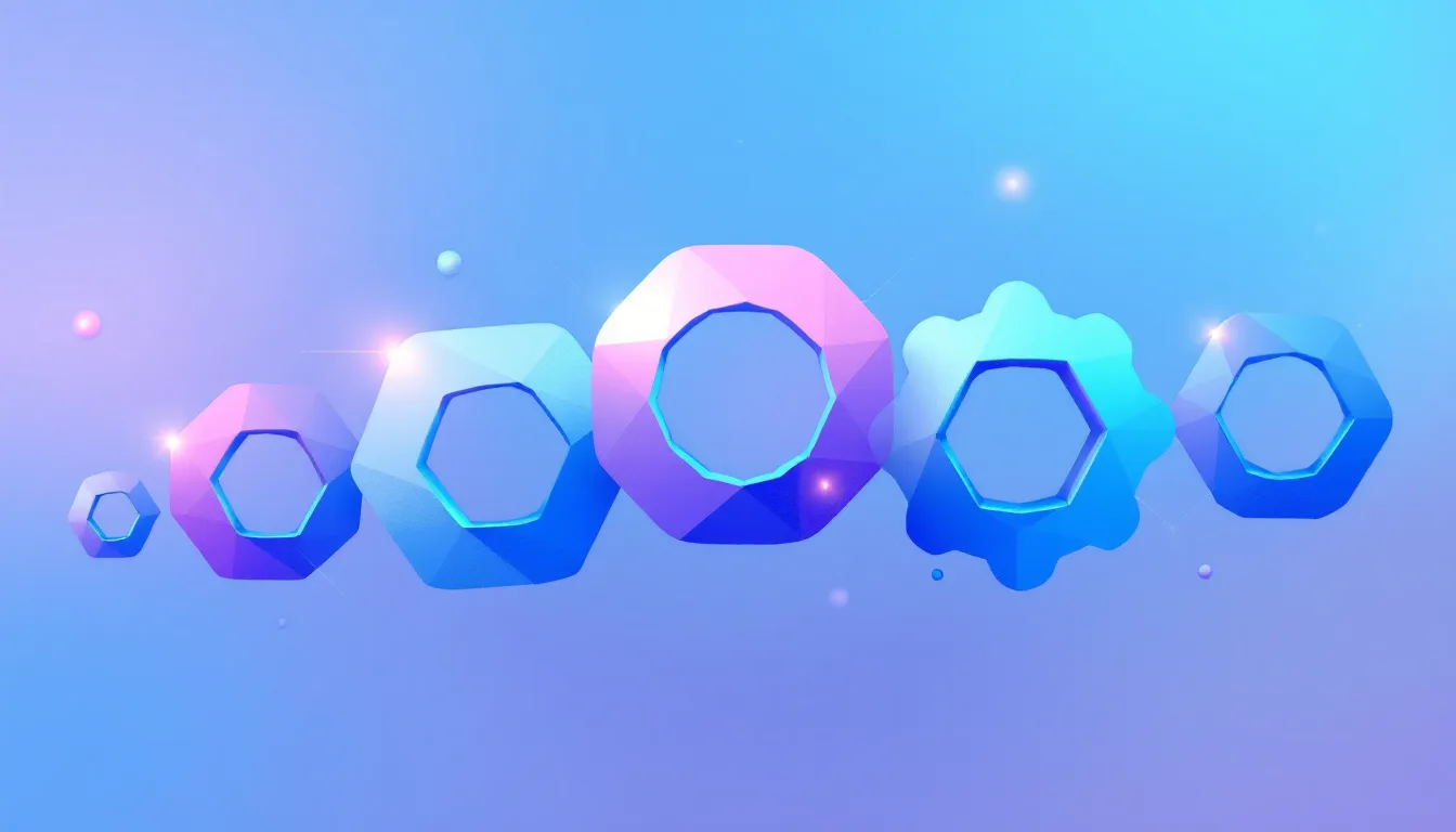 Illustration representing five connected low-code business tools working together