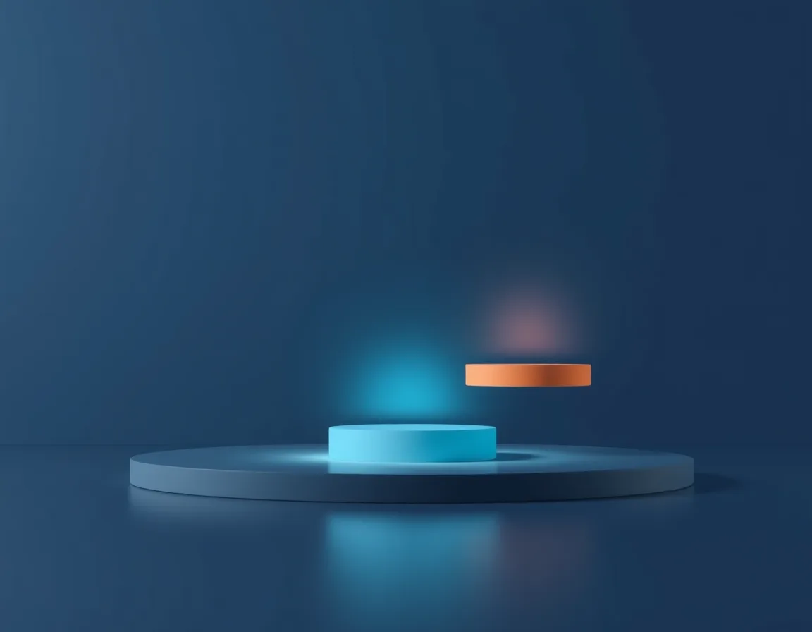 Glowing platforms stacked at rising heights over a round base, representing a 30/60/90-day AI readiness plan