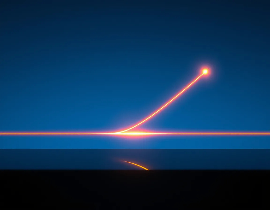 A rising glowing line crossing a flat horizontal line, representing the break-even point between pay-per-execution and flat-rate Azure plans