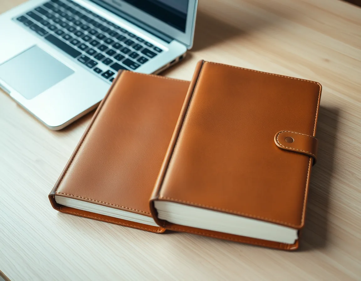 Side-by-side ledger books of different sizes on a desk, representing Business Central and Dynamics 365 Finance