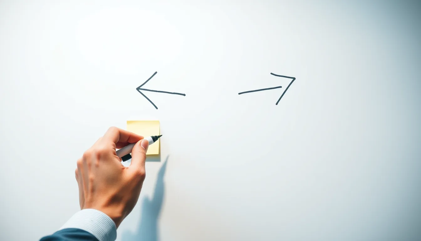 Two diverging paths on a planning board representing the choice between Business Central and Dynamics 365 Finance