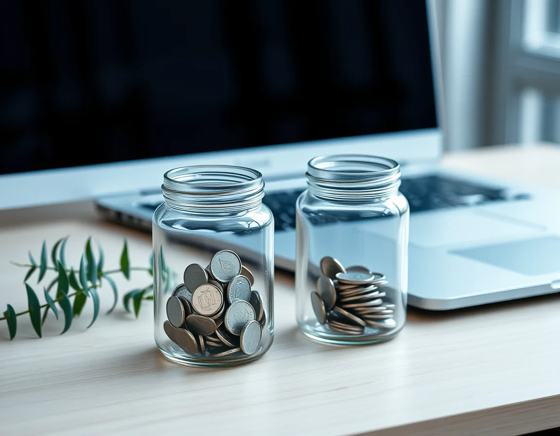 Two jars of coins at different levels illustrating the five-year cost gap between two ERP platforms
