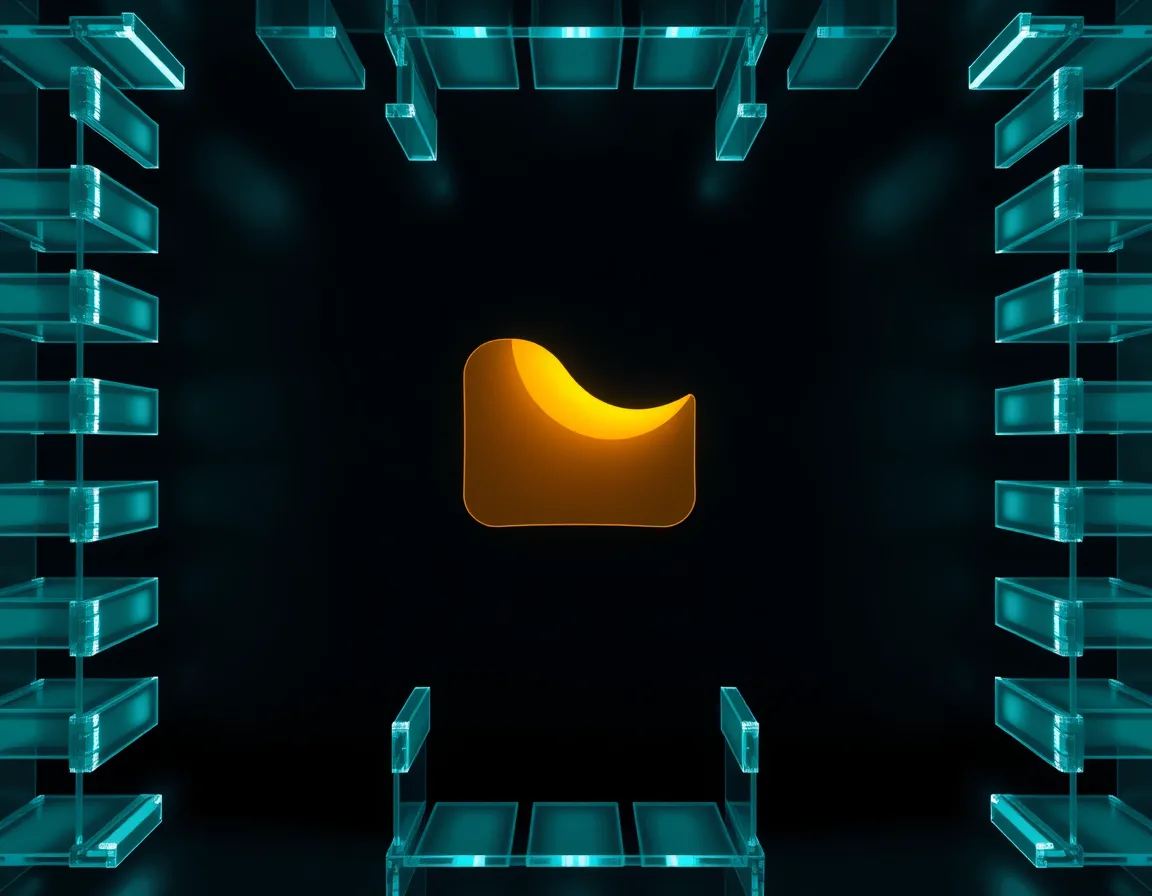 Structured glass framework with a single colorful freeform panel set into it, representing a custom page inside a model-driven app