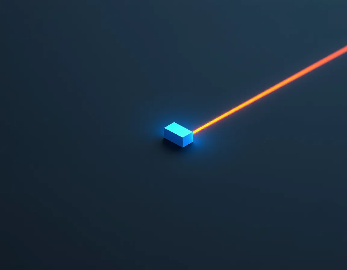 A single glowing block at the end of a beam of light in a dark space, representing the row limit on non-delegable Power Apps queries