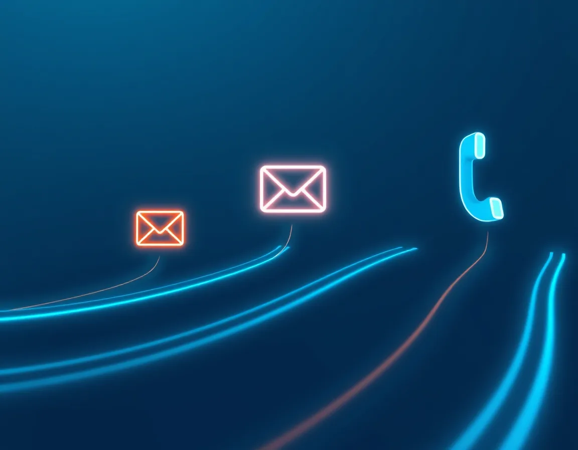 Abstract illustration of incoming messages, calls, and emails flowing into sorted queues