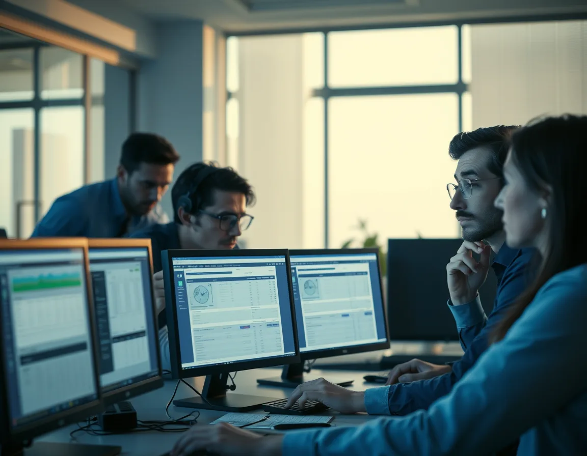 Project team reviewing data migration spreadsheets that are pushing an ERP budget over plan