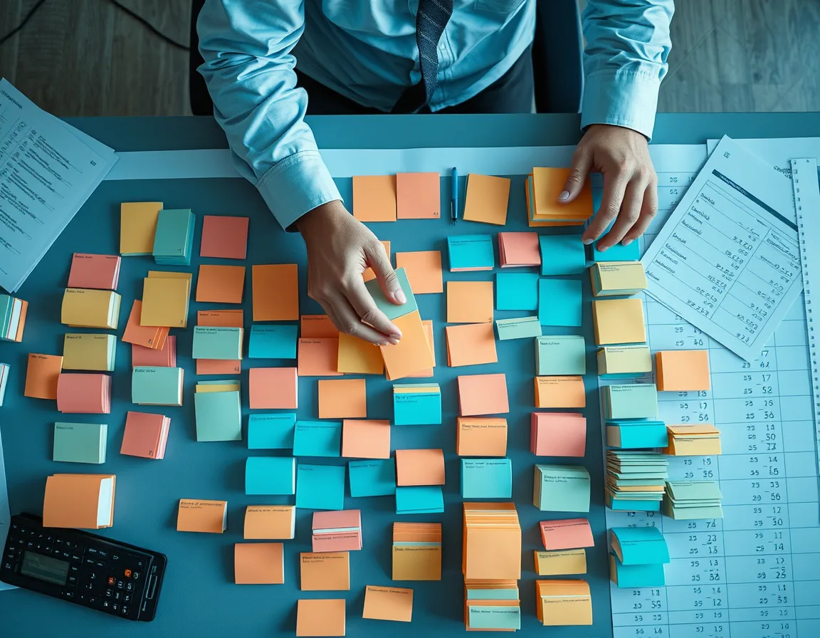 Accountant grouping colored cards to redesign GP account segments as Business Central dimensions