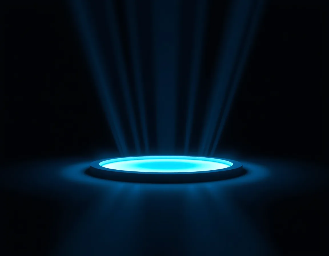 Several light beams drawing from one central pool, representing Fabric workloads reading the same OneLake data