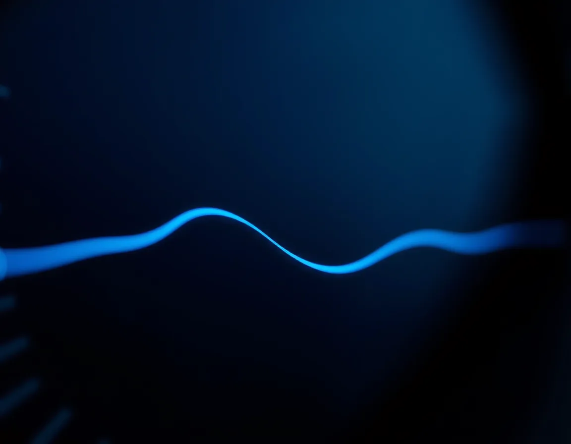 A smooth glowing blue wave on a dark background, representing Fabric smoothing spreading Capacity Unit consumption over time