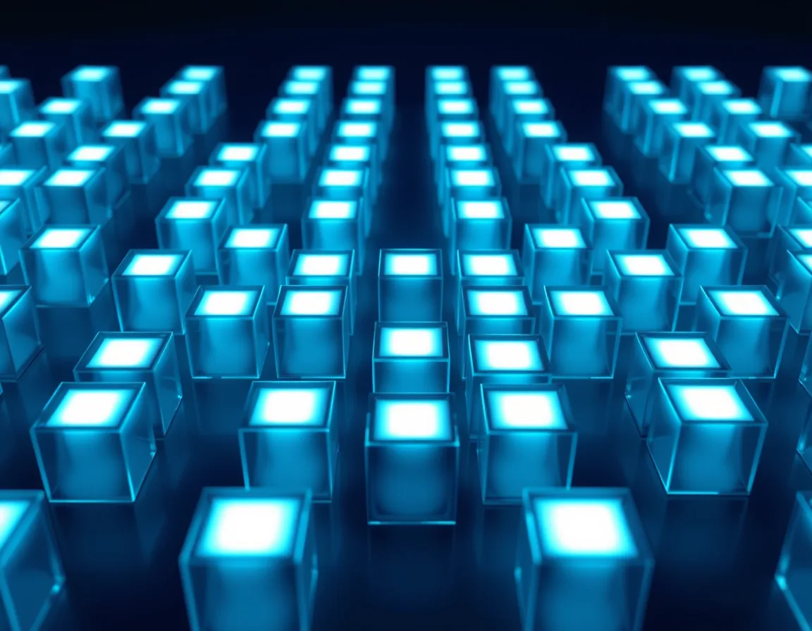 Rows of identical virtual machine icons glowing on a dark background, representing unattended bots scaling up