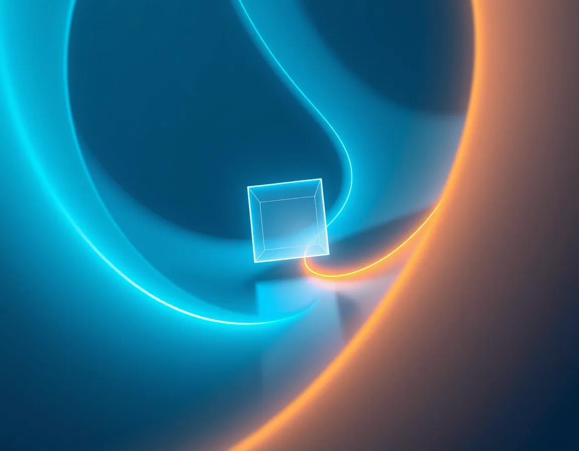 Glowing pathways curving around a central translucent cube, representing different portal types built on one data platform